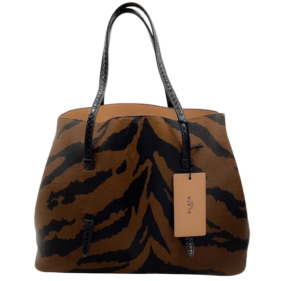 ALAIA CANELLE / NOIR NUT BROWN MINA MEDIUM POLAIN ZEBRA AND ELAPHE CALF HAIR AND - Picture 2 of 16